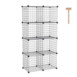 C&AHOME Wire Cube Storage, 8 - Cube Organizer Metal C Grids, Modular Shelves Units, Closet Organizer, Ideal for Home, Office, Living Room, 24.8" L x 12.4" W x 48.4" H, Silver Gray UWCS3008G