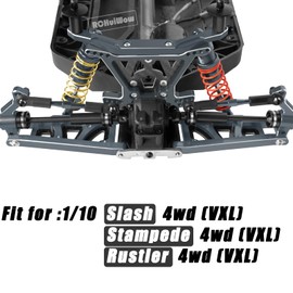 RCHuiWow RC A Arms & Turnbuckles Upgrades Part for 1/10 Slash 4x4 (VXL),Rustler 4x4 (VXL),Stampede 4x4 (VXL),Alloy Aluminum Front Rear Suspension Arms,Turnbuckles Camber Link,Titanium