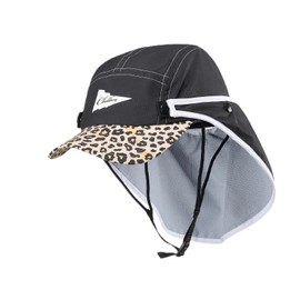 Summer Non-Slip UPF 50+ Baseball Cap,with Neck-Shielding,Vintage American Retro Patchwork Print | Quick-Dry & Windproof | Adjustable Chin Strap for Running, Golf, Hiking & Outdoor Activities Leopard