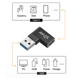 NFHK 3pcs/Lot Angled 90 Degree USB 3.1 Type C Male Female to USB3.0 Type A Female OTG Data 10Gbps Adapter