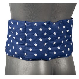 Cherry Stone Cushion 7 Chamber with Ribbon, 65 x 15 cm, Heat Cushion Back, Grain Cushion, Cushion with Ribbons, Cherry Stones, Stars Blue