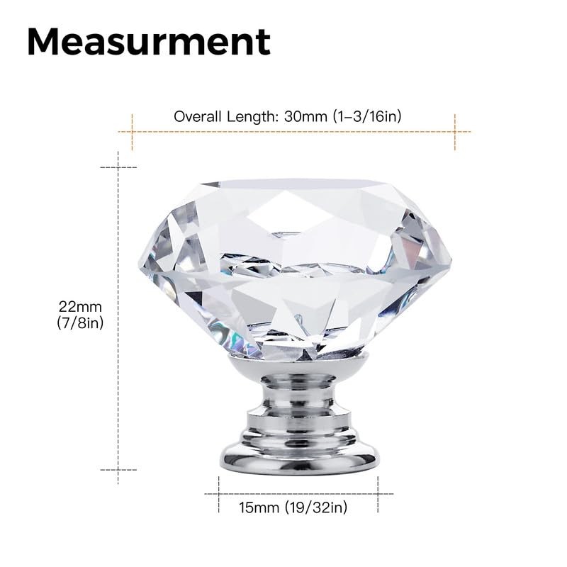 Ravinte Pack of 10 Crystal Drawer Knobs and Handles, Clear