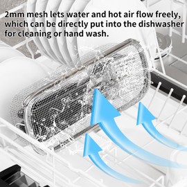 WHBDGP Dishwasher Basket,18/8 Stainless Steel Dishwasher Basket for Small Item,Replacement Fine Mesh Bottle Basket for Dishwasher for Chopstick Fruits,Scoops Cleaning (2025 Upgrade Dual-Tier Large)