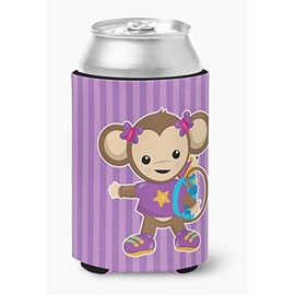 Caroline's Treasures BB7017CC Monkey with Backpack Can or Bottle Hugger Cooler Washable Drink Sleeve Collapsible Beverage Insulated Holder, Can Hugger, Multicolor