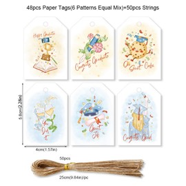 Graduation Gift Tags 48PCS,Congrat Graduate Thank You Tags with String,6 Designs Happy Graduation Kraft Paper Gift Price Labels for Calss of 2024 Graduation Congratulations Party Gifts Decor