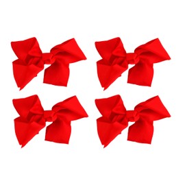 4 Inch Grosgrain Hair Bow for Girls (Set of 4) (Red)