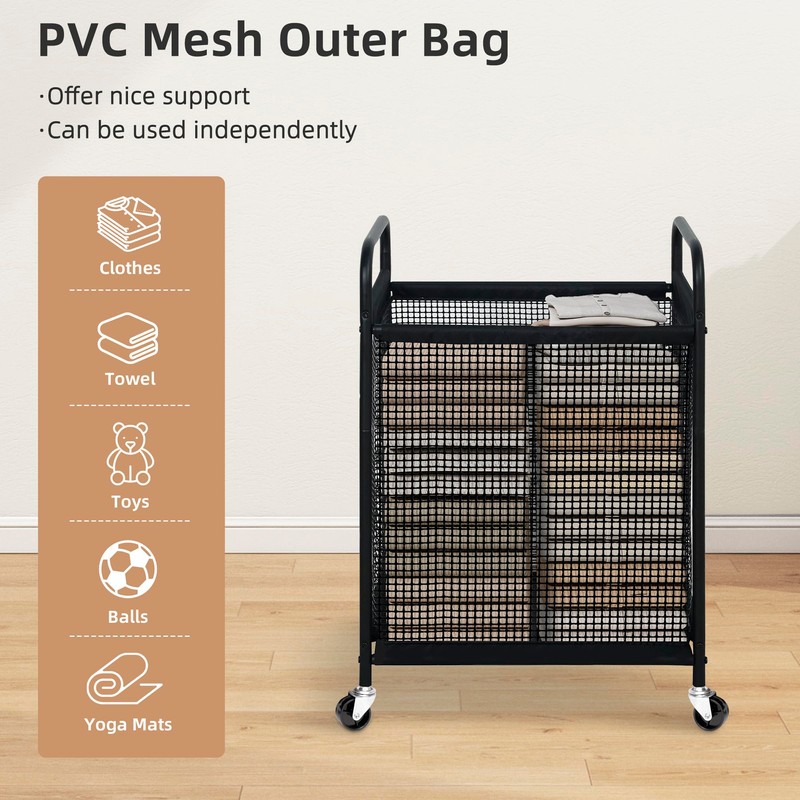 STORAGE MANIAC Rolling Laundry Hamper with Wheels 1-Section Laundry Sorter