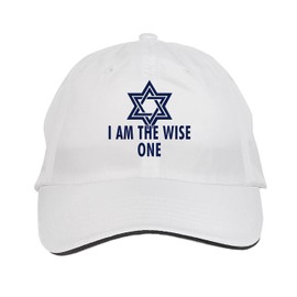 Makoroni - I AM The Wise ONE Jewish Hat Adjustable Cap, DesO84 White