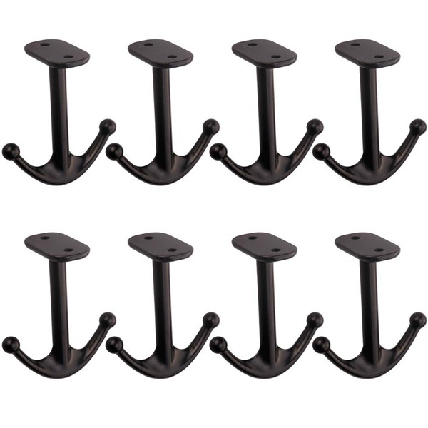 YES Time Ball Two Prong Ceiling Hook for Closet Top Bathroom Kitchen Cabinet Garage Pack of 8 (Black)