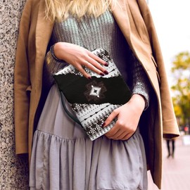 Wanyint Southwest Aztec Black Brown Bible Cover Case for Women, PU Leather Bible Case Large Capacity Bible Tote Bag, Waterproof Bible Protective Case, M