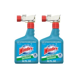 Windex Outdoor Window and Glass Cleaner for Hose Ammonia Free, Concentrated Formula for Deep Outdoor Clean, Patio Cleaner, Compatible With All Hoses, 32 Fl Oz (Pack of 2)