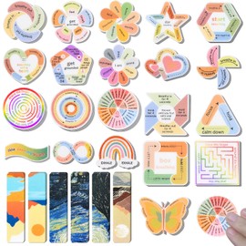 102-Piece Unique Calm Strips with 2 Texture Styles - Sensory Stickers for Focus Stress Relief and Anxiety Relief Items on Office & Classroom Desks, Anxiety Relief for Adults & Teens in 27 Styles