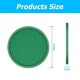 4 Pack Car Cup Holder Coaster, 2.75 Inch Diameter Non-Slip Universal Insert Coaster, Durable, Suitable for Most Car Interior, Car Accessory for Women and Men (Dark Green)