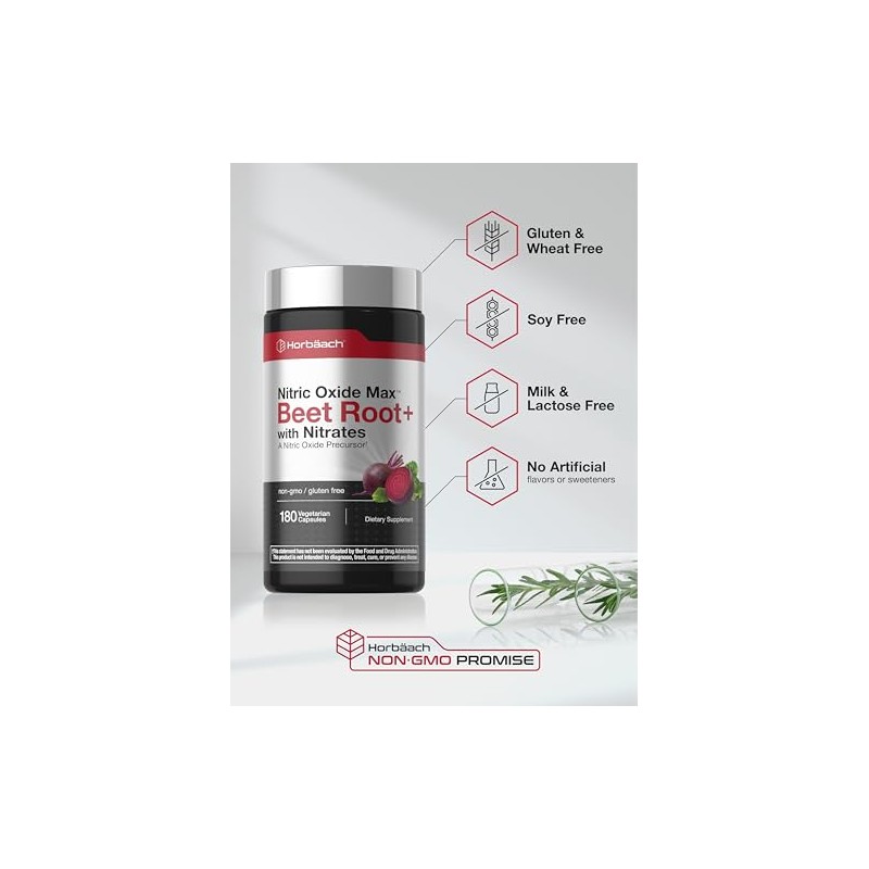 Horbäach Nitric Oxide Beet Root Capsules | 180 Count |