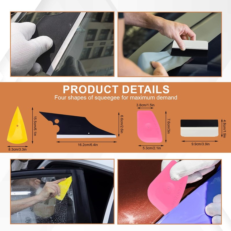 19Pcs Car Window Tint Kit,Vehicle Glass Protective Film Wrapping Installation