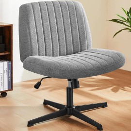 Adjustable Swivel Wide Desk Armless Cross-Legged Rocking Chair for Office Home Fabric Task Vanity Chair for Gaming Living Roomcolor: Blue Color