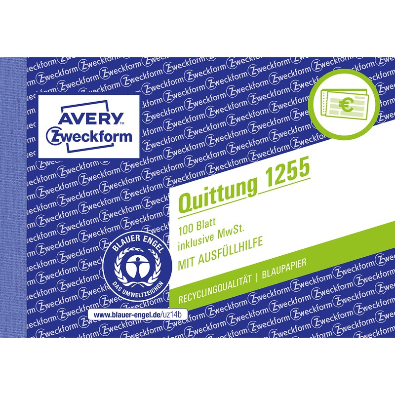 AVERY Zweckform 1255 receipt pad (A6 landscape, incl. VAT, tested