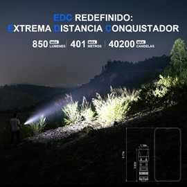 Wuben T4 Linterna LED Recargable Tactico para EDC, Lampara de Mano 401M de Largo Alcance, Lampara de Emergencia Portatiles con Tactica/Duty/Lock 3 Modos, Flashlight para Policial y Militar