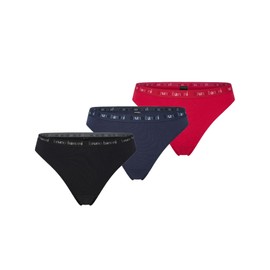 bruno banani Women's Thongs Match - Set of 3 - Comfortable Waistband & Perfect Hold - Breathable & Sporty, Black, Navy, Salsa Red, L