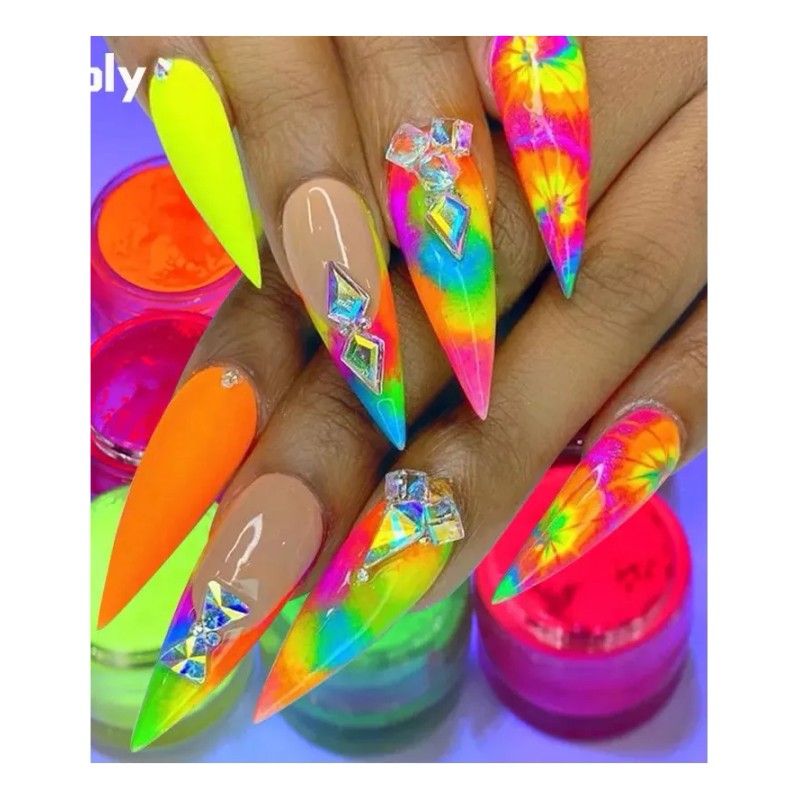 Xiaoya Sombras Para Ojos Maquillaje Pigmentos Uñas Neon 6 Colores