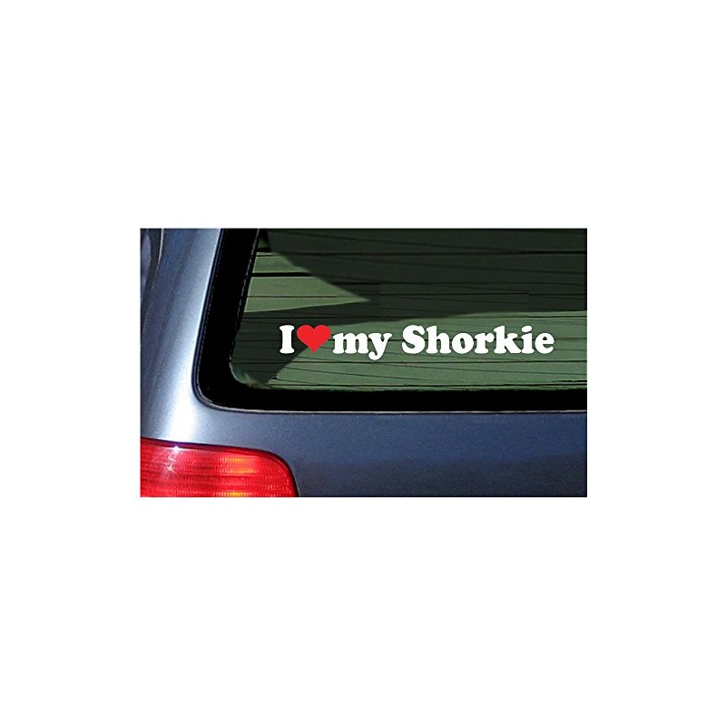 I Love My Shorkie ~ White with Red Heart Window