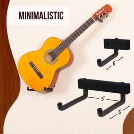 Guitar Hanger (2 Pack) Horizontal Tilt and Display Your Guitar, Ukulele, Bass, Electric Guitar, Banjo at a Slanted Angle Sideways - Hang for Easy Access (2 Pack Black)