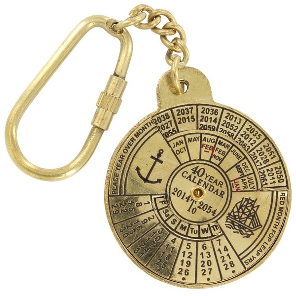 Armory Replicas Nautical 40 Year Calendar Handmade Brass Keychain