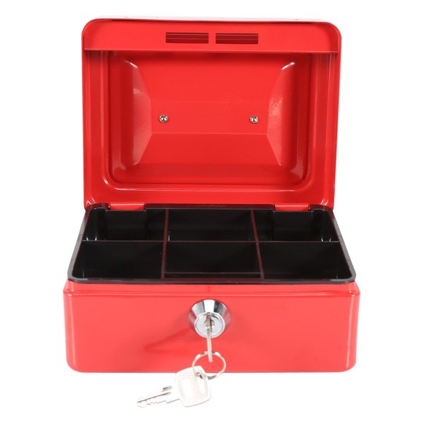 Medium Locking Cash Box with Lock Small Safe Lock Box with Key Money Saving Organizer Cash Money Coin Safe Security Box Household New (Small Red)