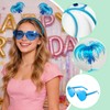 Domkier 4 Pack Blue Ponytail Headband and Heart Sunglasses Feathers