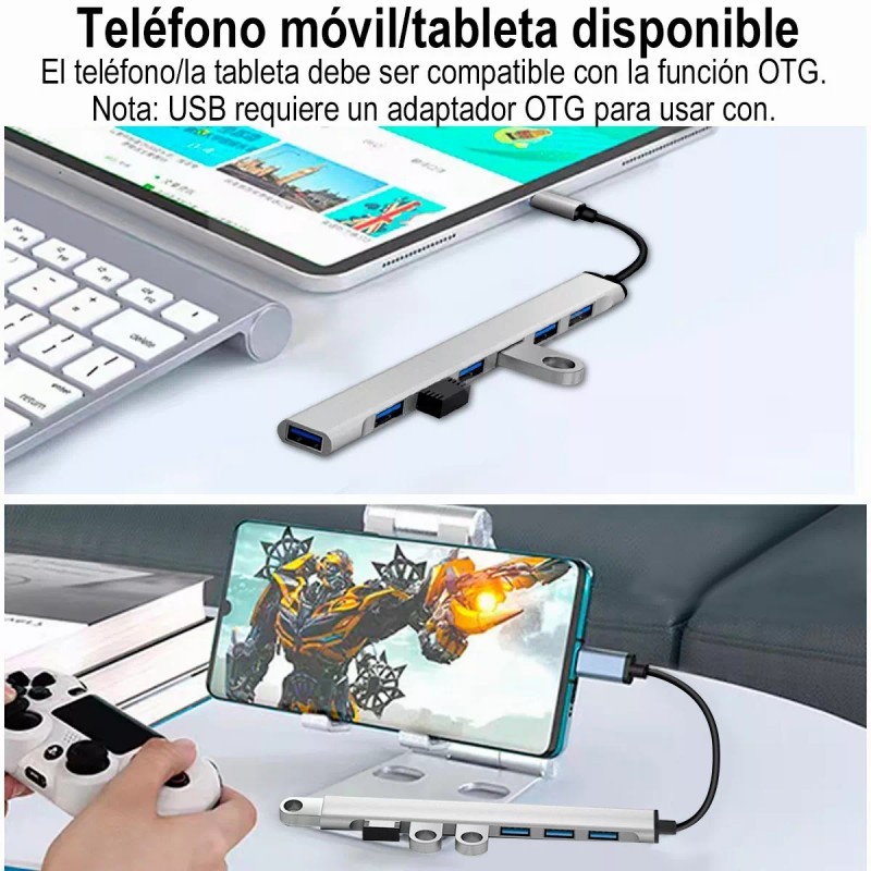 Gomia Adaptador Multipuerto Hub Delgado De 7 Puertos Usb 3.0