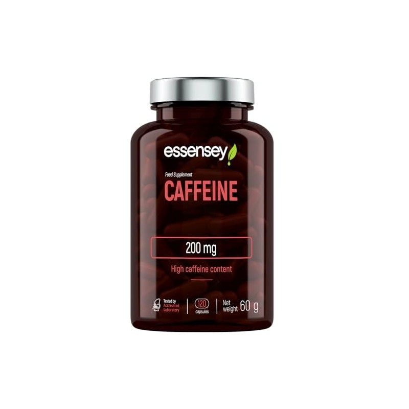 Essensey Caffeine 200mg Capsules - High Dose of Caffeine -
