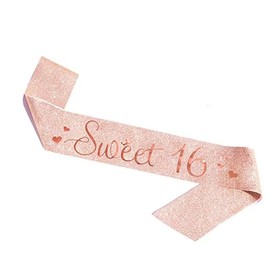 Generic 16th Birthday Sash, Sweet 16 Sash, 16th Sash, Luxury Sparkling Glitter Rose Gold Happy Birthday Sash, 16th Birthday Props, 16th Birthday Decorations.
