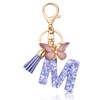 MORSUNBELA Keyring Letter Keyring with Initial Letter Butterfly Keyring Teenager