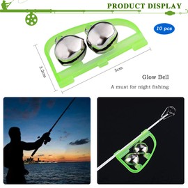XSHAO Pack of 30 Eel Bell, Twin Bell Ring Clip Bite Alarm Bell Fishing Tackle Bait Alarm Suitable for Professional and Temporary Fishermen, Night Fishing