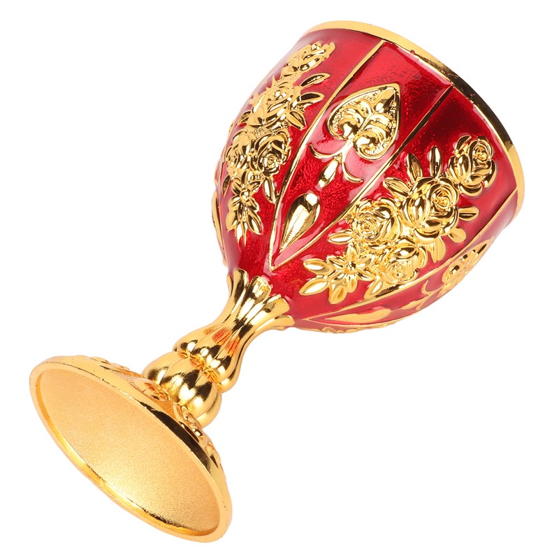 Gold Chalice 4 Inch High Zinc Alloy Retro Embossed Flower