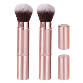FRCOLOR 2pcs Dual Ended Retractable Makeup Brush with Cap Portable Foundation Blush Tool for Travel Soft Bristles for Smooth Application Sanitary Use