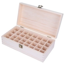 Wooden Essential Oil Storage Box, Eco-Friendly Essential Oil Storage Box with 32 Grids, Durable Wooden Essential Oil Display Box for Spa Salon