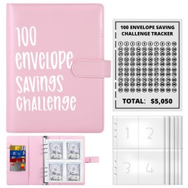 100 Envelope Challenge Binder, A5 Money Saving Challenge Binder Budget Binder Money Saving Wallet with Cash Envelopes and 25 Karten Easy to Save £5050, Money Savings Challenge for Home, School