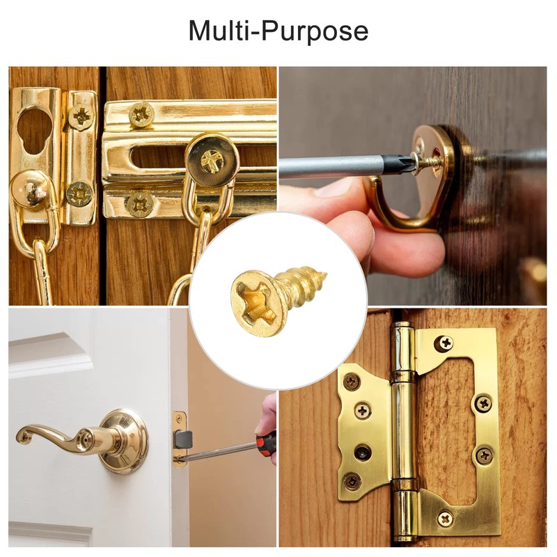 sourcing map Brass Wood Screws, M2x5mm Phillips Flat Head Self
