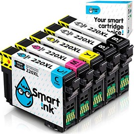 Smart Ink Remanufactured Ink Cartridge Replacement for Epson 220 XL T220 220XL to use with Workforce WF-2630 WF-2650 WF-2750 Expression Home XP-320 XP-420 XP-424 Printers (2 Black, C/M/Y 5 Multipack)