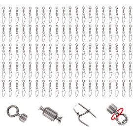 Goture 100pcs Duo Lock Fishing Swivels Stainless Steel Barrel Ring Snap Fishing Rolling Swivel Ball Free Rotation Swivels Cross-line with Black Nickel Fishing Line Connector Fishing Tackle Accessories
