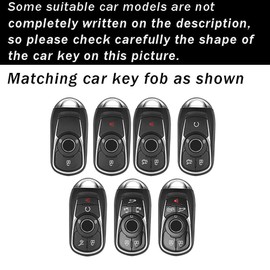 ontto Smart Remote Key Cover with Keychain Fit for Buick 5 Buttons Key Fob Stylish Leather and Metal Car Key Holder for Enclave Encore Envision LaCrosse Regal Car Accessories Black