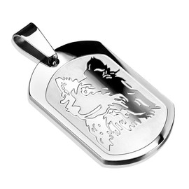 Bungsa Unisex Dog Tag Pendant Necklace 316L Stainless Steel, Stainless Steel, No Gemstone