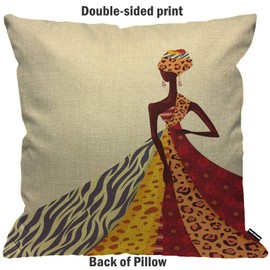 HGOD DESIGNS Cushion Cover African Posing with Colorful Dress,Throw Pillow Case Home Decorative for Men/Women Living Room Bedroom Sofa Chair 18X18 Inch Pillowcase 45X45cm