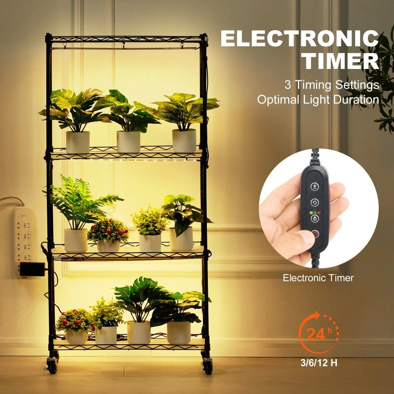 45W Full Spectrum 4 Tier ABS Plant Grow Light Shelf