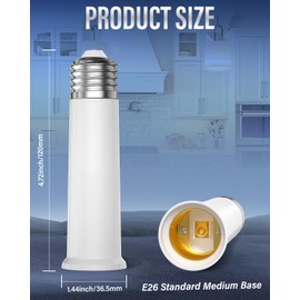 BrightArk E26 Light Socket Extender, 4 Pack 12CM/4.72 inch Light Bulb Extension Socket E26 to E26 Standard Medium Base Light Bulb Socket Extender for Flood Light Recessed Light Socket Adapter(60W MAX)