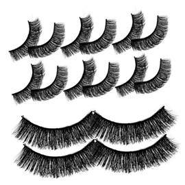Mobestech Natural Strip Lashes for Women 10 Pairs Lash Extensions Lightweight Fiber Material