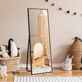 NicBex Full Length Wall Mirror, 43x16 Inch Aluminum Alloy Frame Large, Bedroom Dressing Vanity Mirror, Living Room, Black