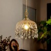 LYTSNUGIC Small Vintage Crystal Pendant Light Kitchen Island,French Brass Glass
