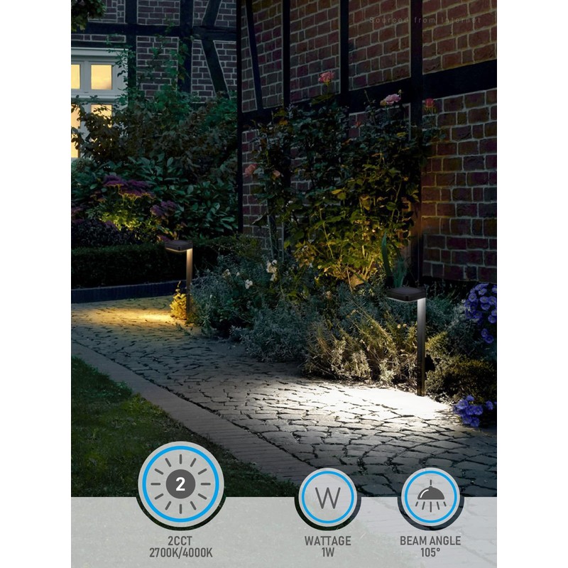 LEONLITE 2CCT Solar Landscape Pathway Lights Outdoor, 50/100% Dimmable, Auto
